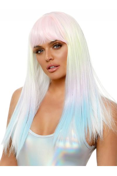 Peruca Straight bang pastel ombre wig Gri