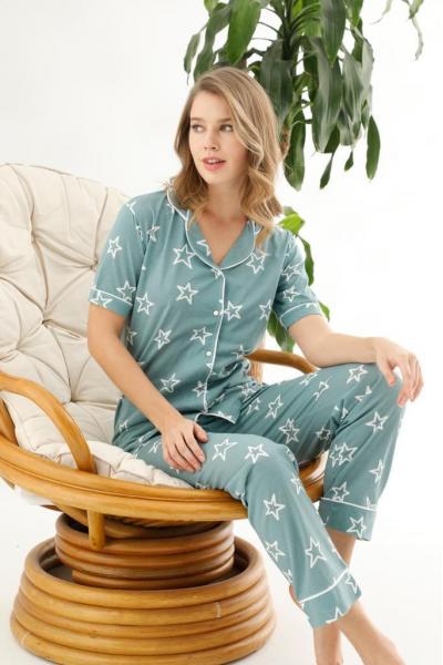 Pijama cu camasa 2 piese cu Stelute Vernil