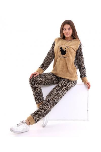 Pijama dama cocolino Black Cat Leopard