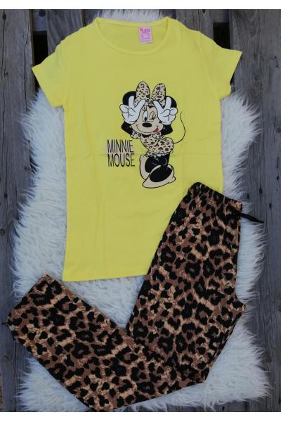 Pijama dama Leopard Cool Minnie galben