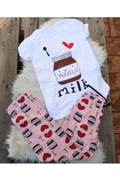 Pijama dama Nutella Alb