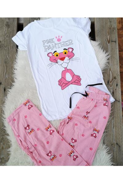 Pijama dama Pink Panther alb