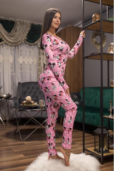 Pijama dama tip salopeta Minnie roz