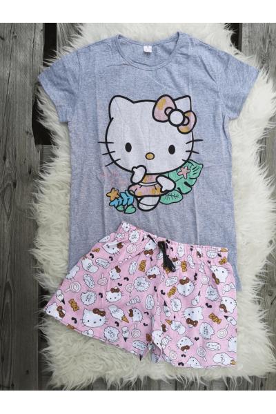Pijama scurta Hello Kitty gri