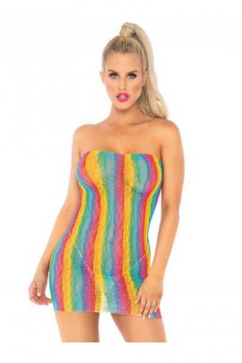 Chemise 86163 Rainbow leopard tube dress Galben