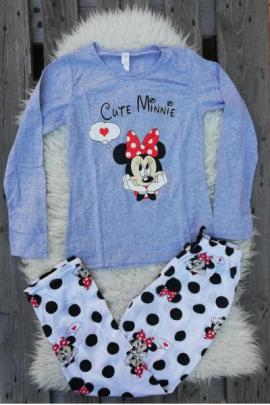 Pijama cu maneca lunga Cute Minnie Gri