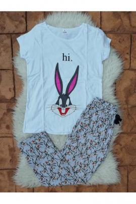 Pijama dama Bugs bunny Hi alb