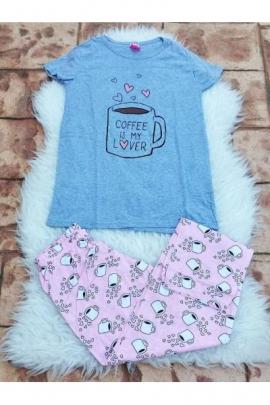 Pijama dama Coffee Lover gri