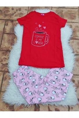 Pijama dama Coffee Lover rosu
