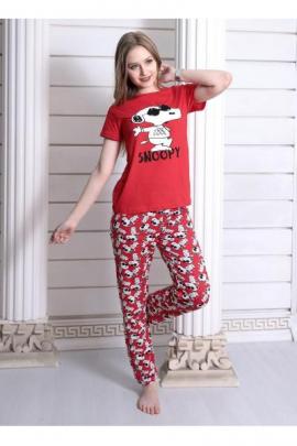 Pijama dama Cool Snoopy Rosu