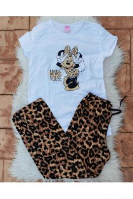 Pijama dama Leopard Cool Minnie alb