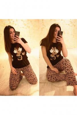 Pijama dama Leopard Cool Minnie Negru