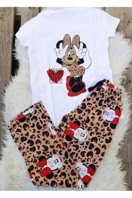 Pijama dama Minnie leopard Alb