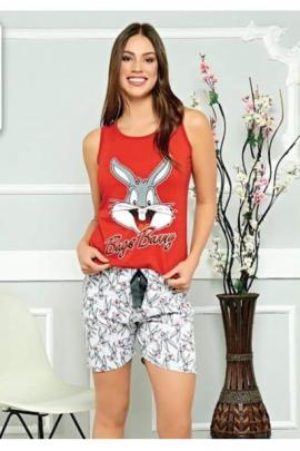 Pijama scurta Bunny Smile rosu