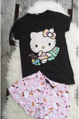 Pijama scurta Hello Kitty negru