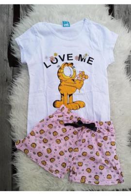 Pijama scurta Love Garfield alb