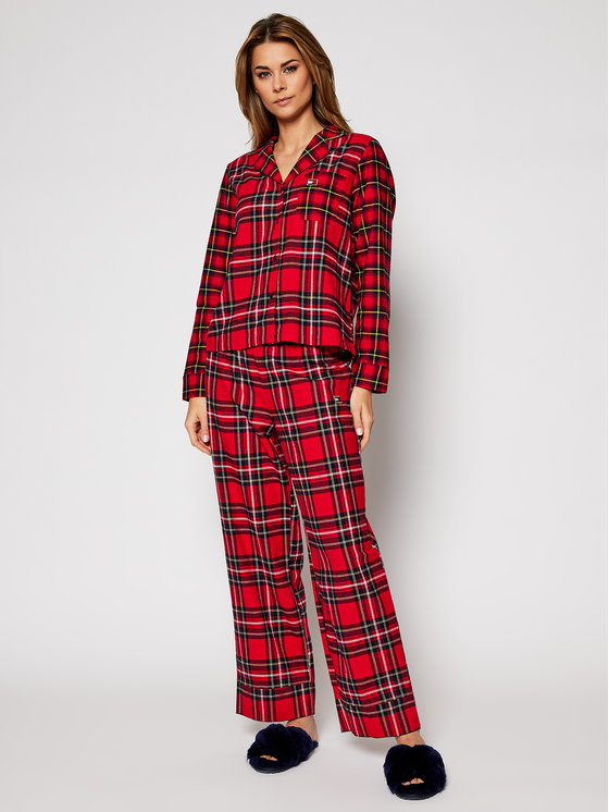 pijama groasa dama flanel calduroasa de iarna rosie