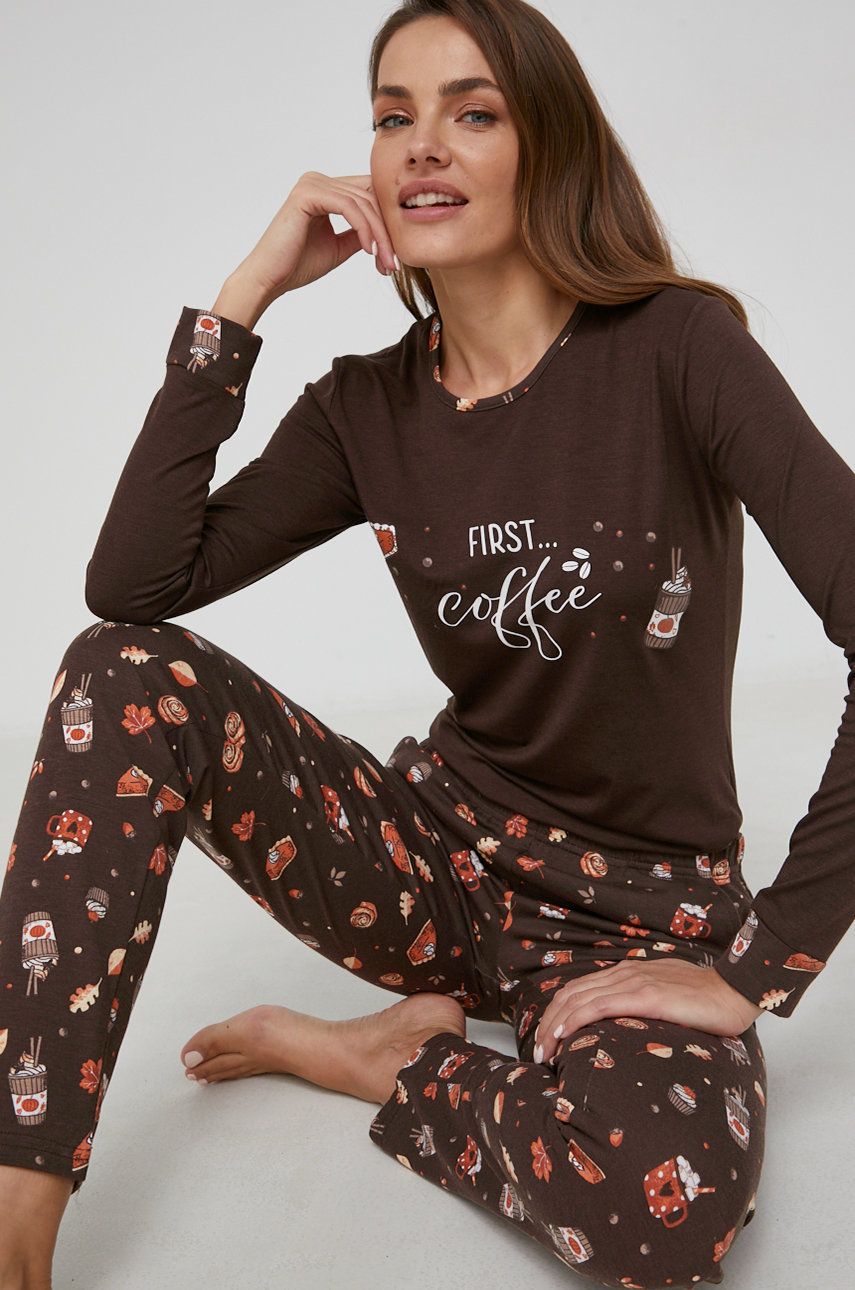 pijama-lunga-maro-cafea